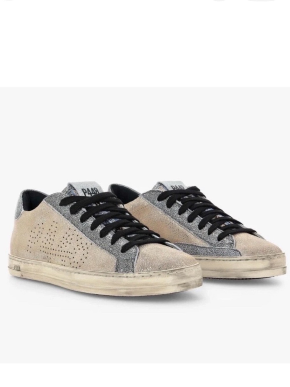 P448 John Panama Sneakers Women 38 US 7.5 Gold Metallic Distressed Leather